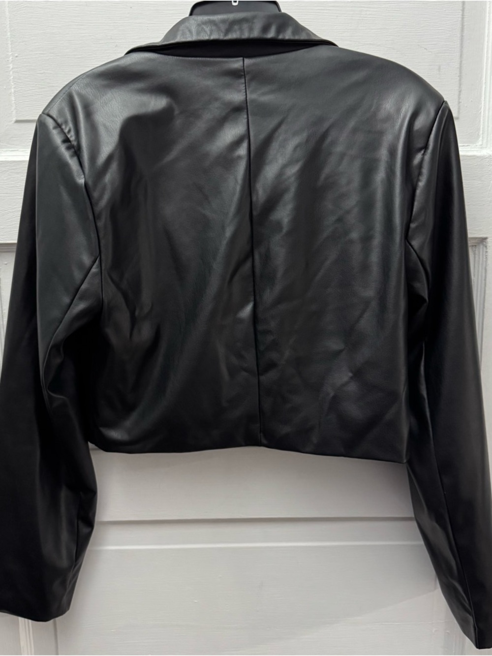 Planet Gold Cropped Faux Leather Blazer Black Large Y2K Edgy - Picture 3 of 9